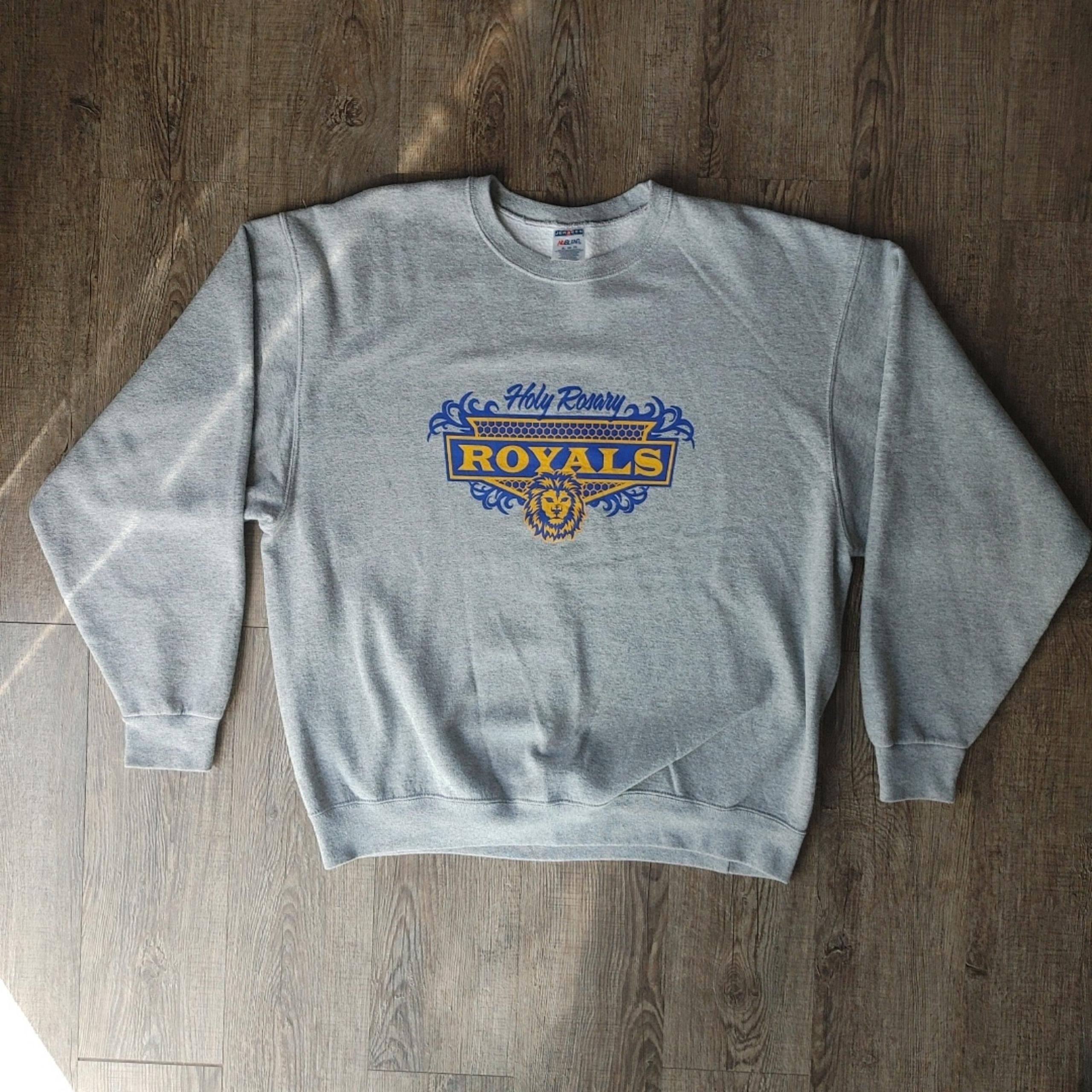 Holy Rosay Royals Men's Jerzees Sweatshirt Size XL Gray Lions Head Activewear