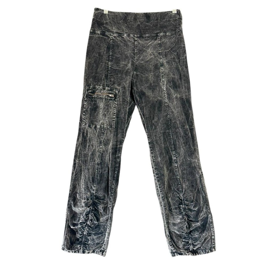 Beau Jours Tesia Pant Pull on Corduroy Vintage Black Wash Ruched Grunge sz S