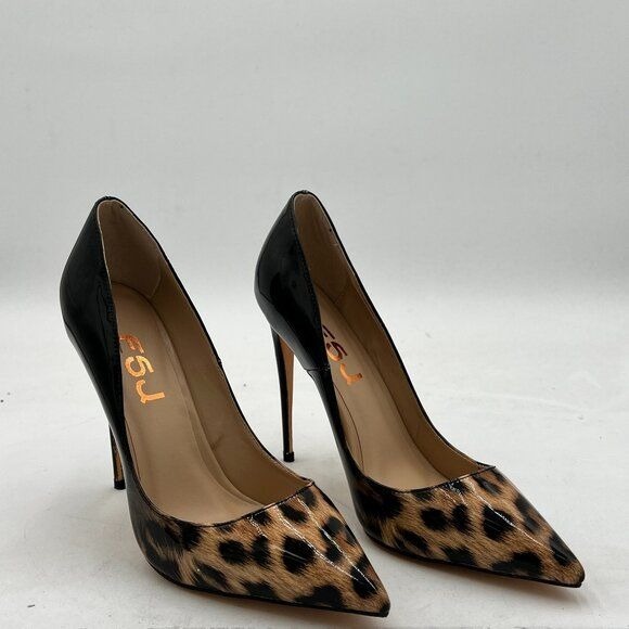 FSJ Women's 5 Inch Pumps Pointy Toe Wedding Dress Shoes Slip on Stiletto Pumps
