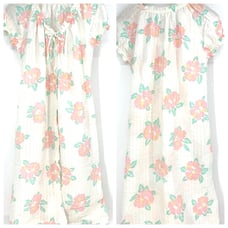Vintage Miss Elaine Cotton Floral Robe Snap Front Seersucker Housecoat Duster S