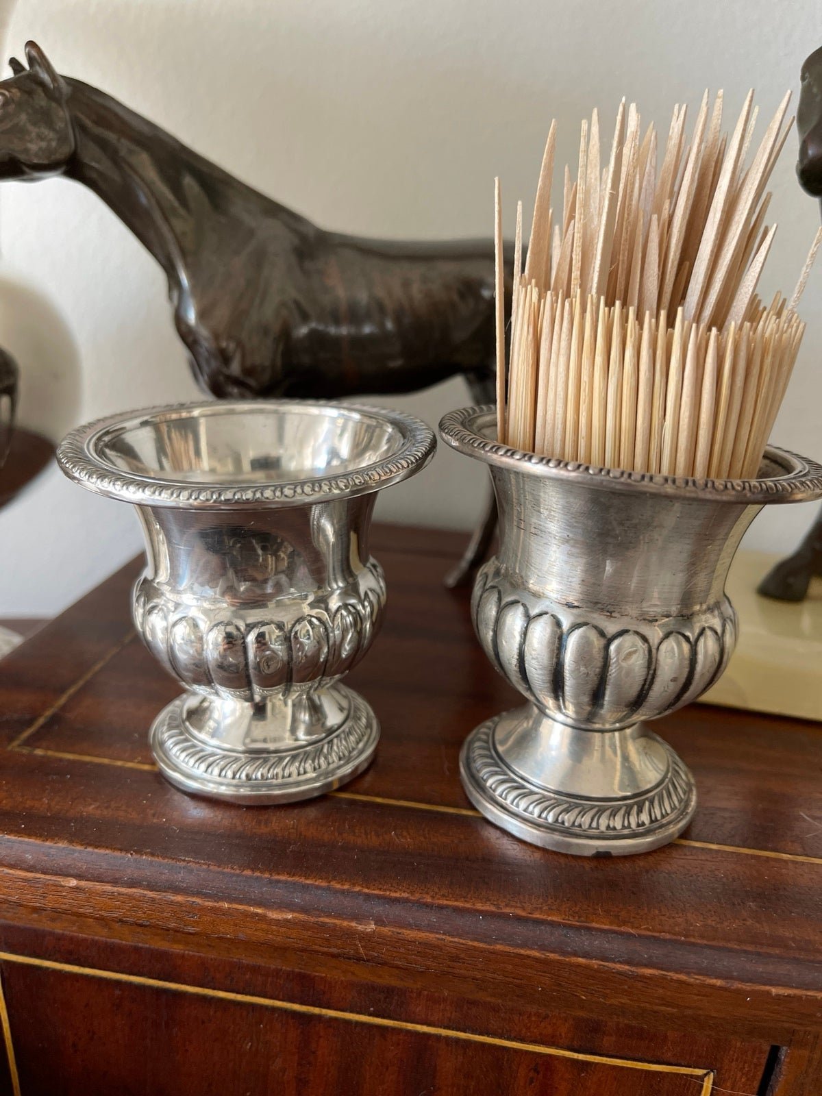 Antique Hamilton sterling silver small urns