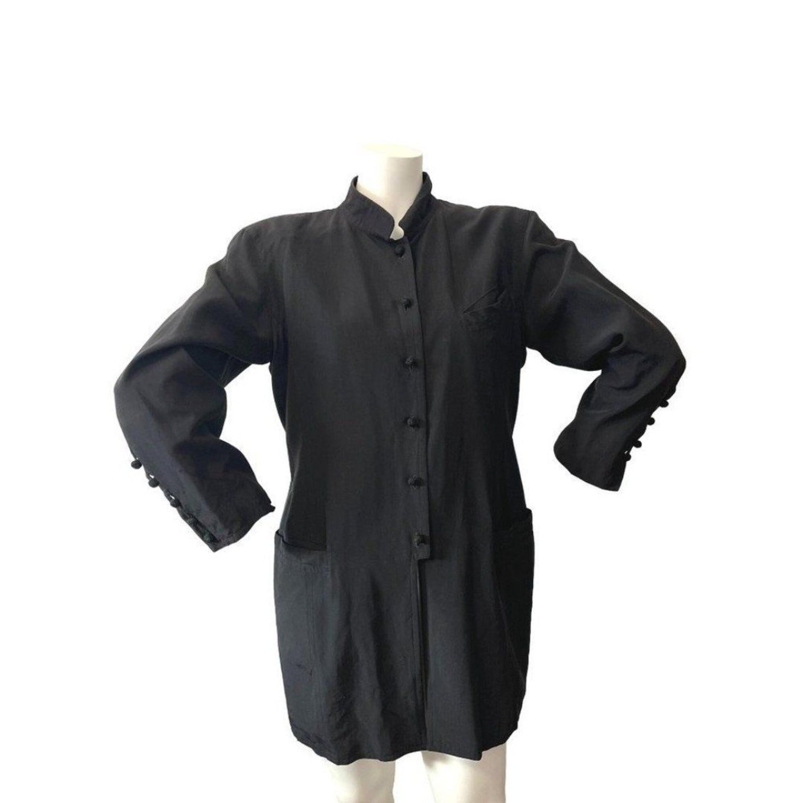 Jil sander men’s black military wool trench coat straight jacket size EU 40