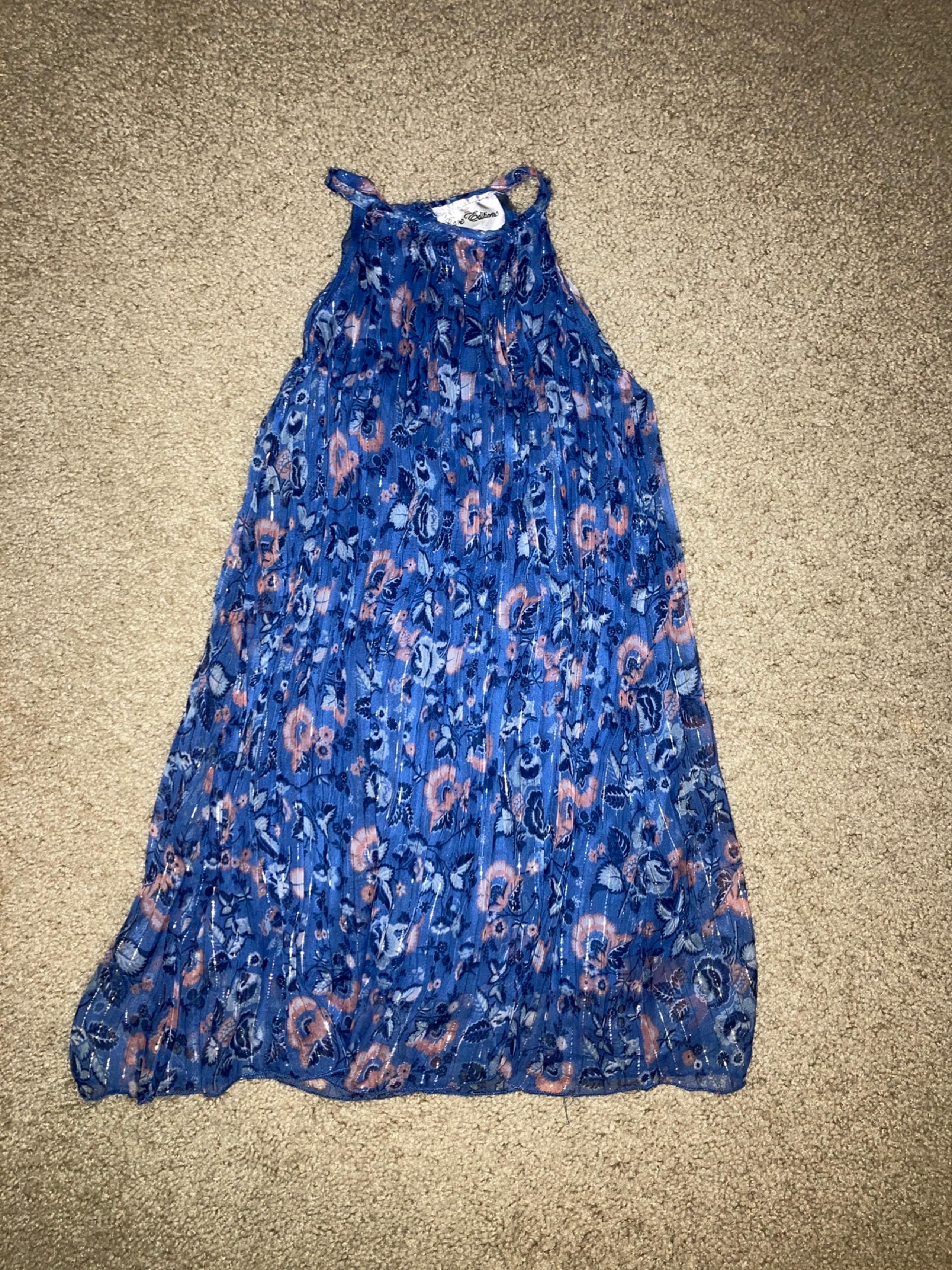 Rare Editions blue floral sundress (sz 8)