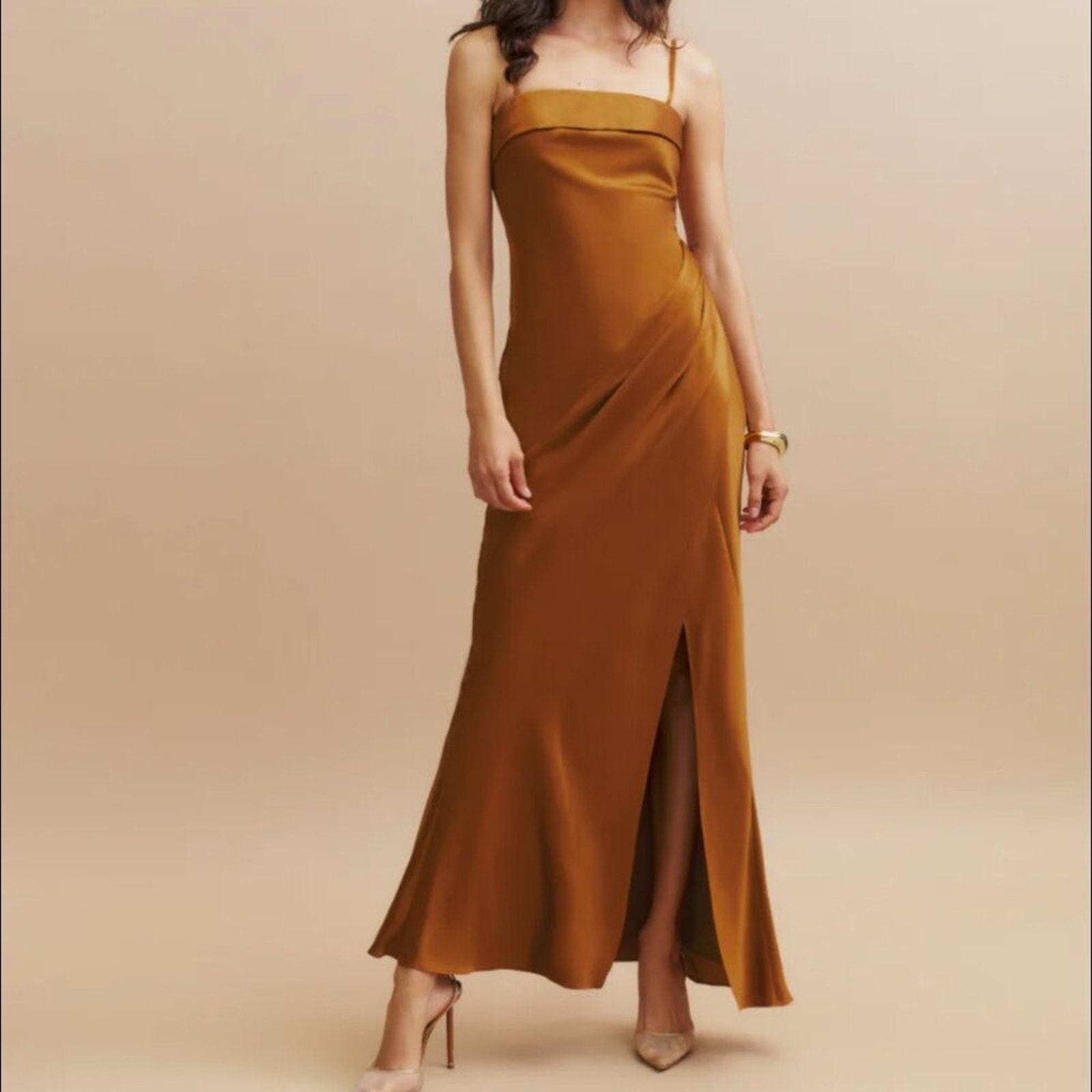 Reformation Landen Silk Dress Size 6 Copper NWOT Maxi Gown *No Straps