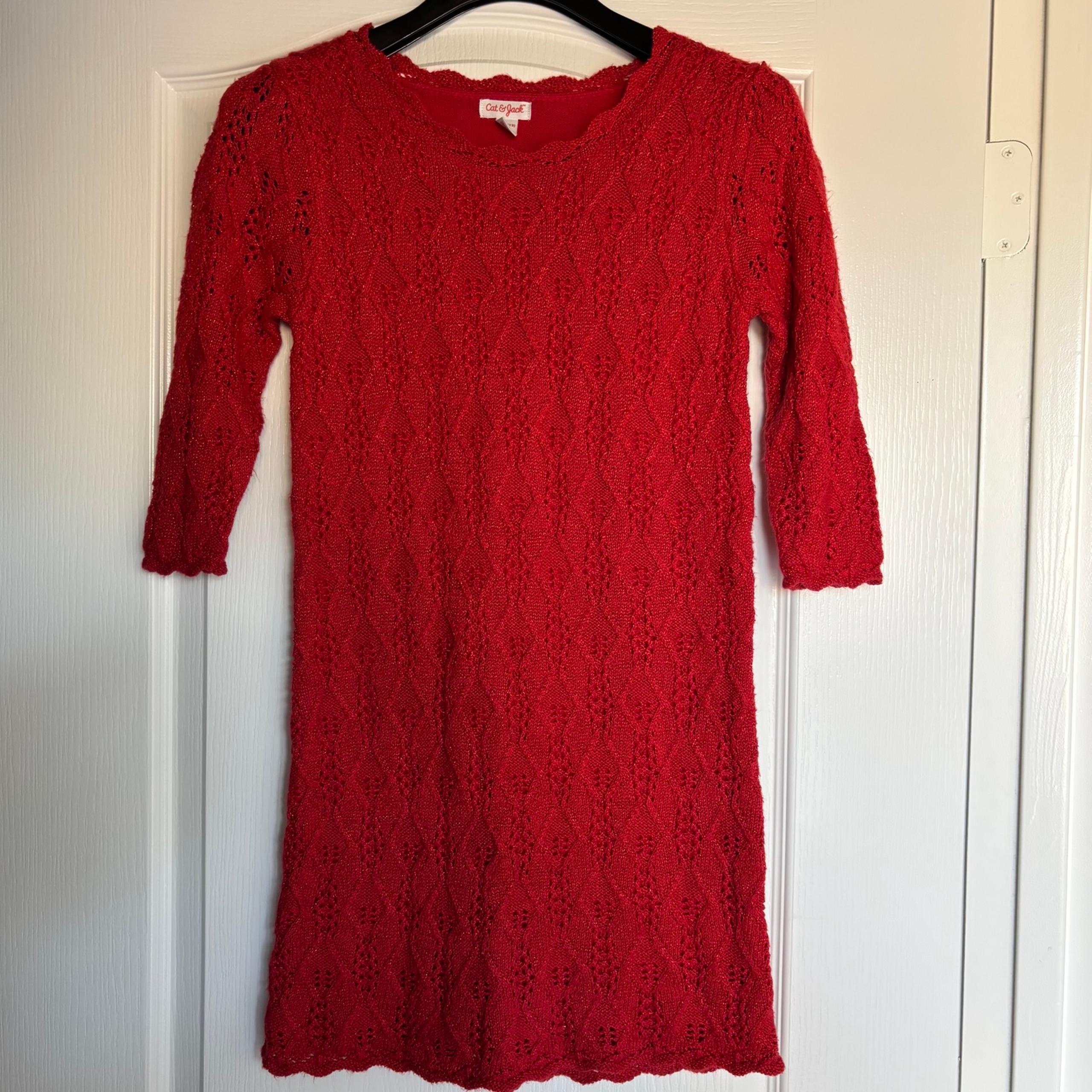 Cat & Jack Red Sweater Dress girls large 10/12