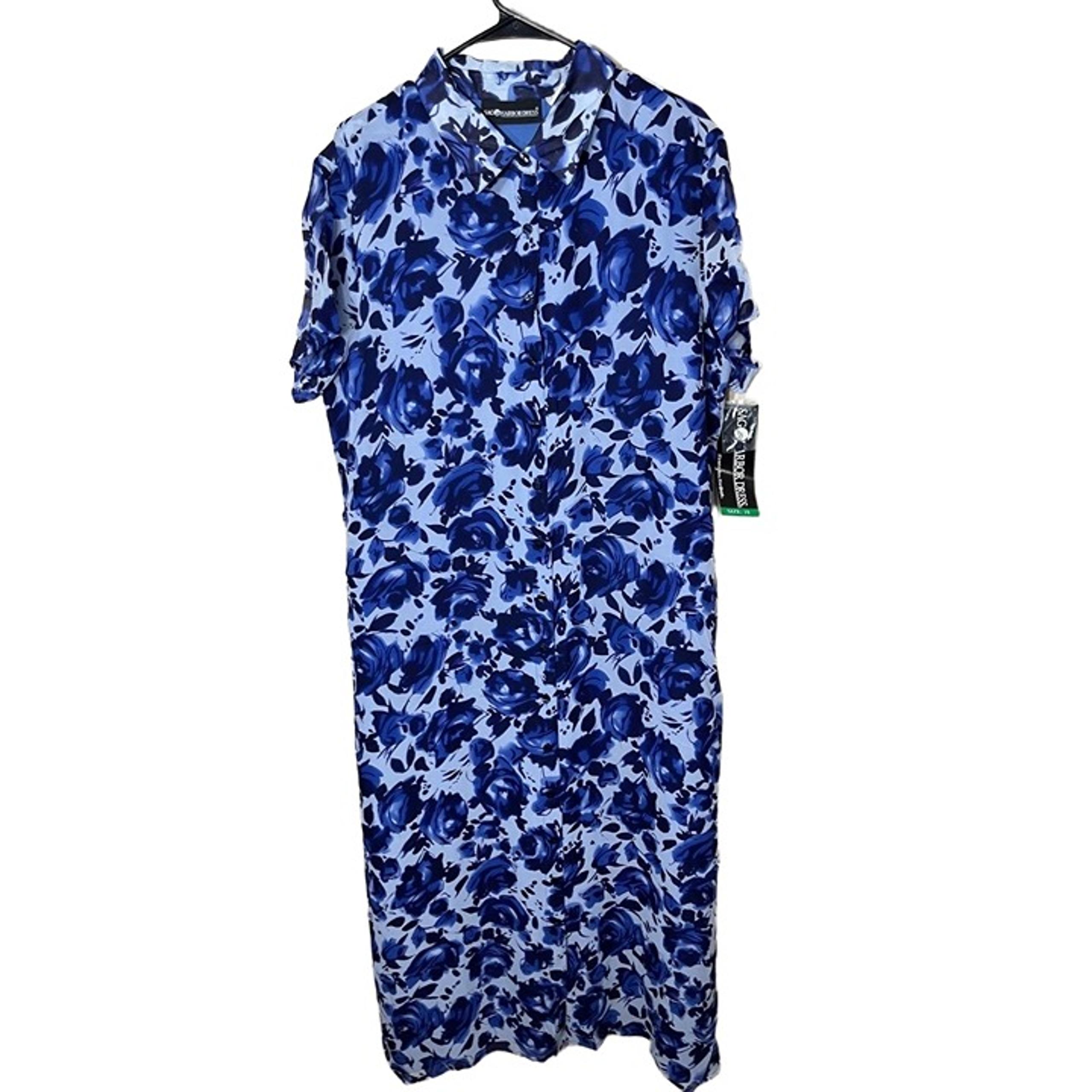 NWT Vintage Sag Harbor Dress Silk Floral Maxi Button Down Dress 18