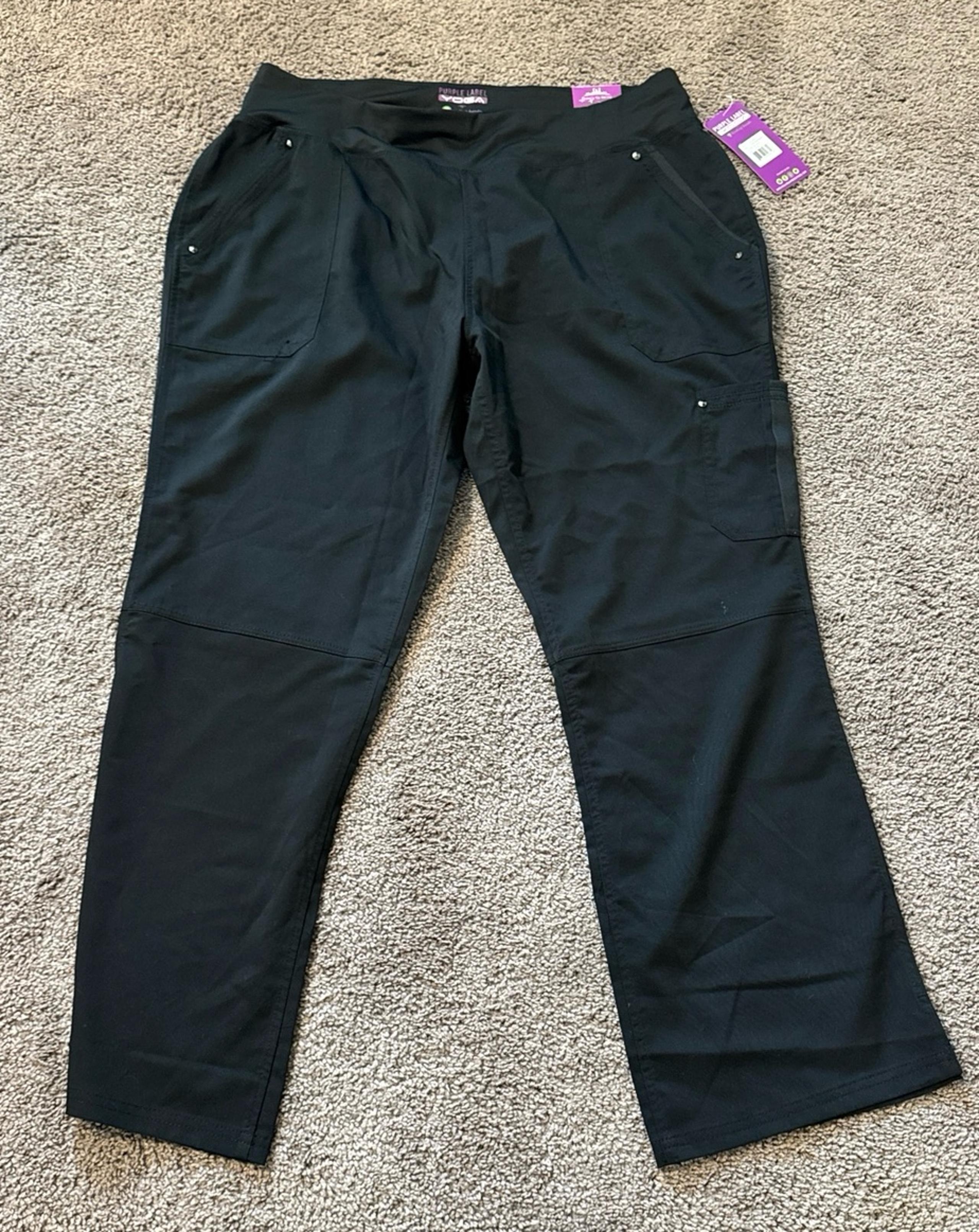 Purple Label Yoga Black Scrub Pants Women’s size XLP Extra Large Petite NWT