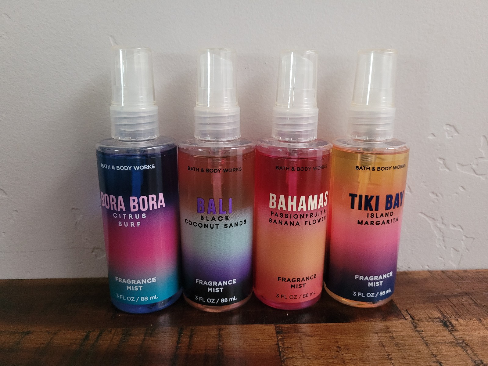 4 Bath & Body Works Travel Mist Bali Black Coconut Bora Bora Bahamas Tiki Bay