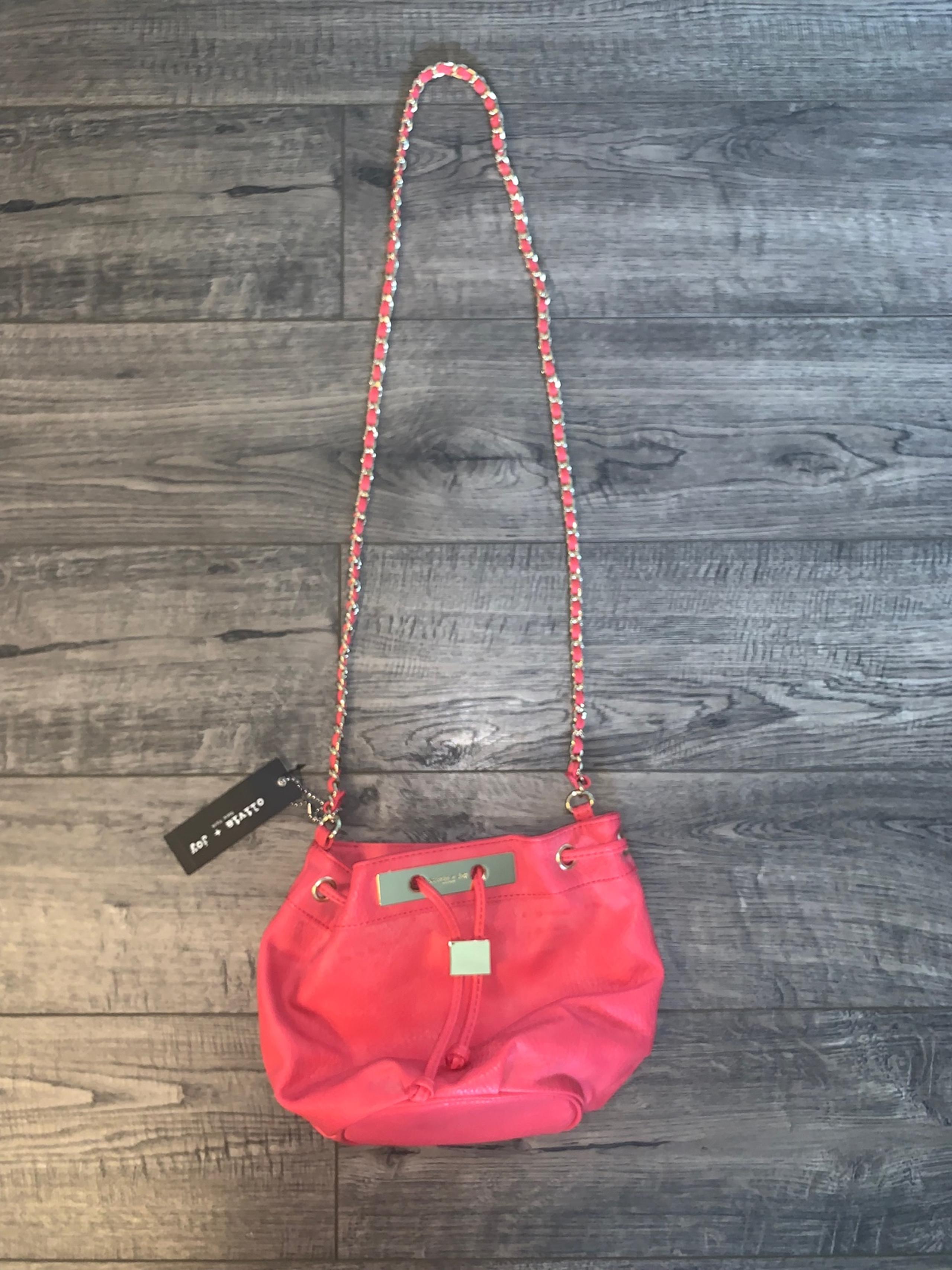 New With Tags Olivia + Joy Vibrant Coral & Faux Gold Chain-Link Crossbody Purse