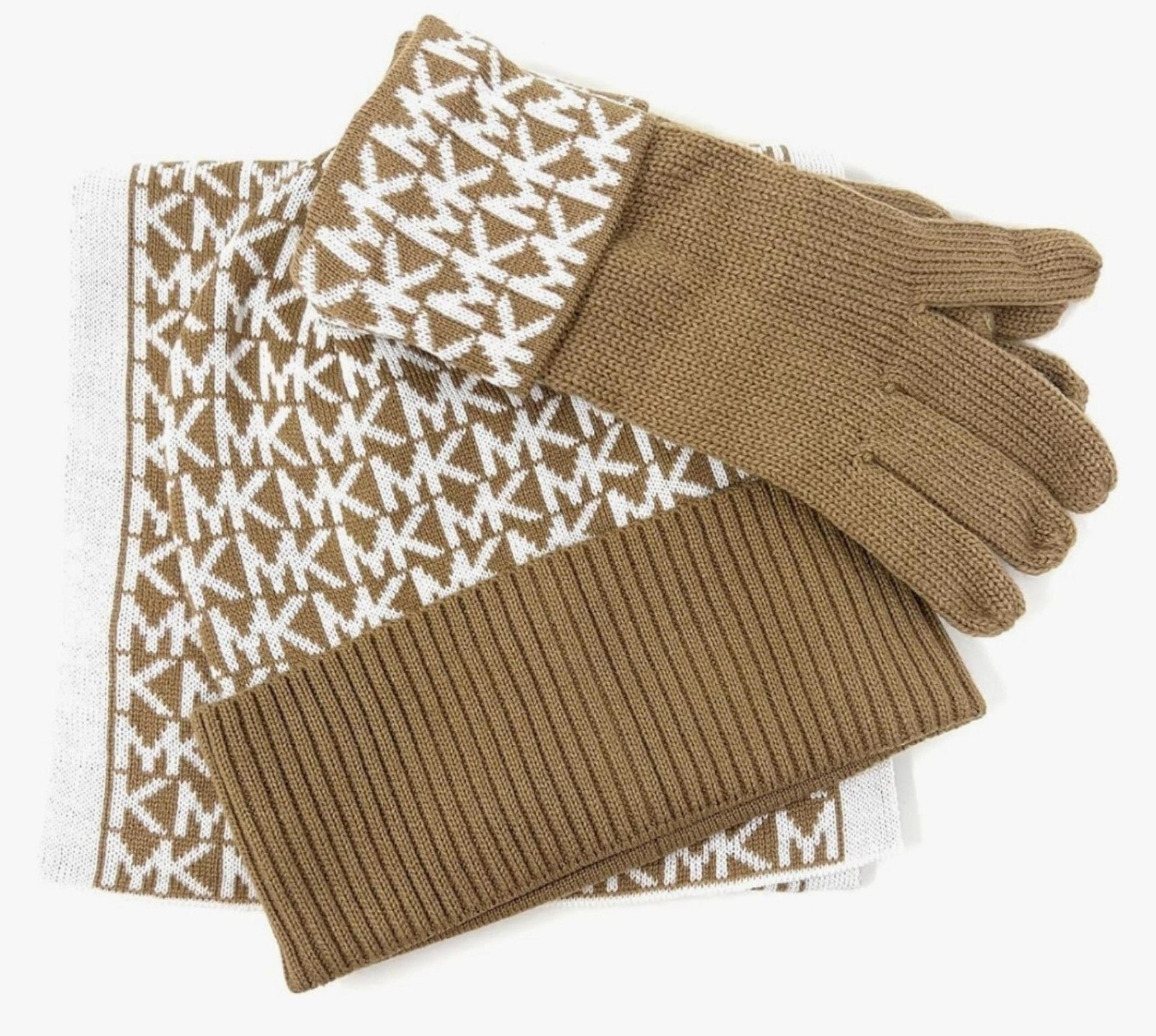 3 piece Michael Kors Michael Kors Women's Circle Logo Scarf, Hat, Glove Set