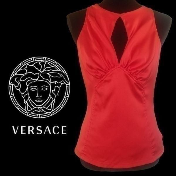 Authentic Versace Red/Orange Sleeveless Silk Blend Top M/8 NWT