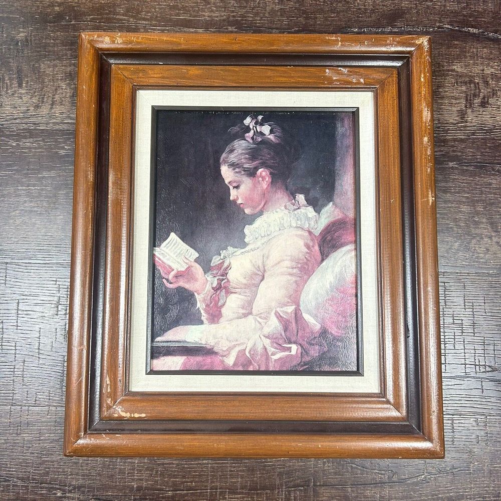 VTG FRAMED GICLEE' By French Masters Painter Jean-Honore Fragonard-Girl Reading
