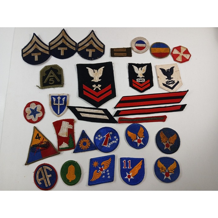 Vintage Military WW2 28 Patches Lot Army, Navy, USAAF