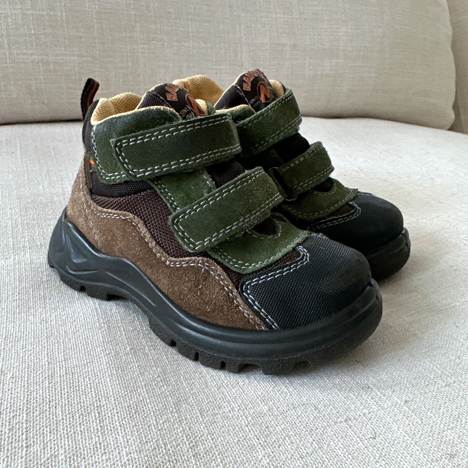 Naturino Waterproof Rain Snow Leather Ankle Boots, Size 9.5, Brown Green