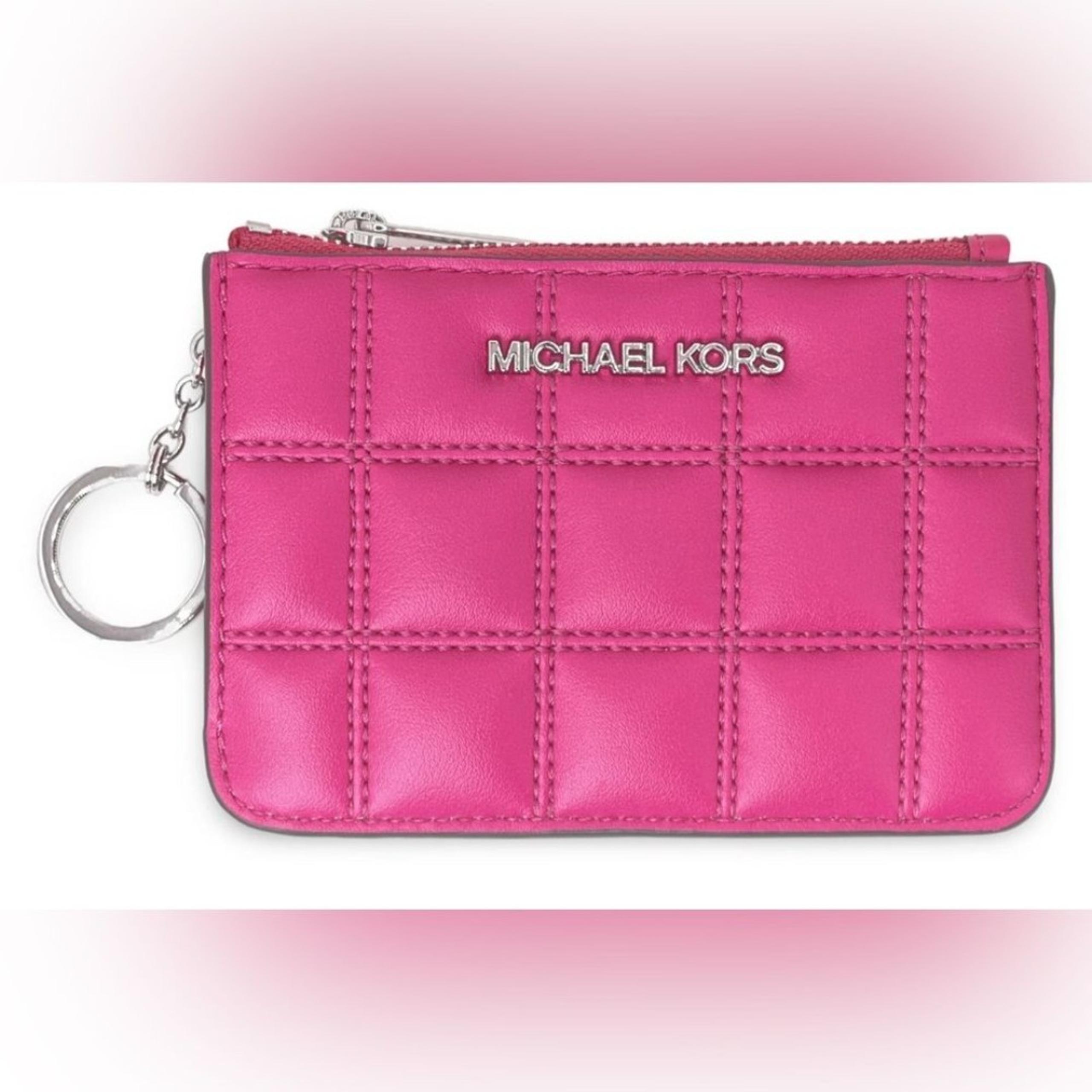 NWT Michael Kors Women's Jet Set Top Zip Coin Pouch Card Holder (Dragonfruit)