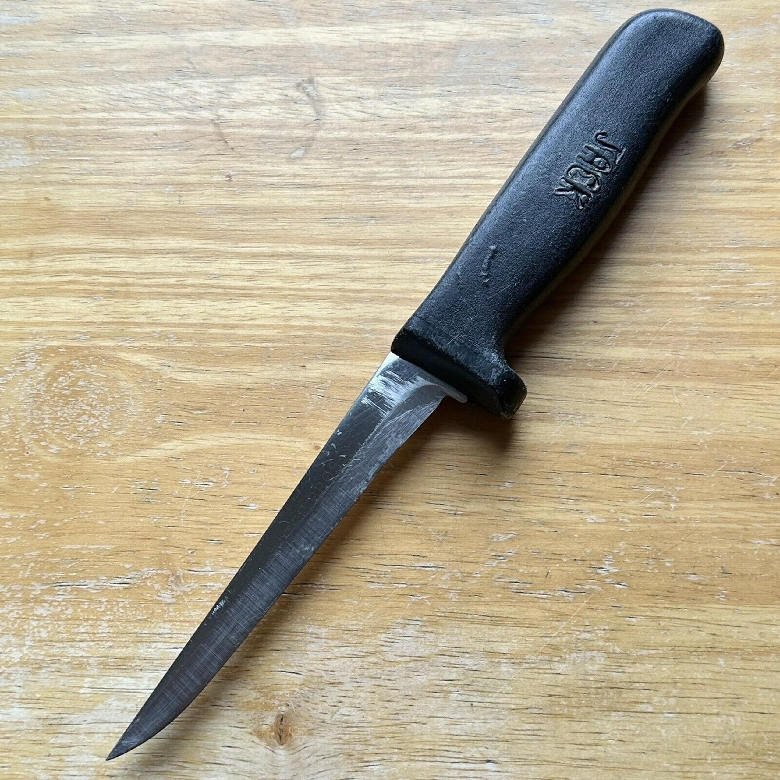Fine 4.75” Blade Stainless Steel Boning Knife w/ Black Handle