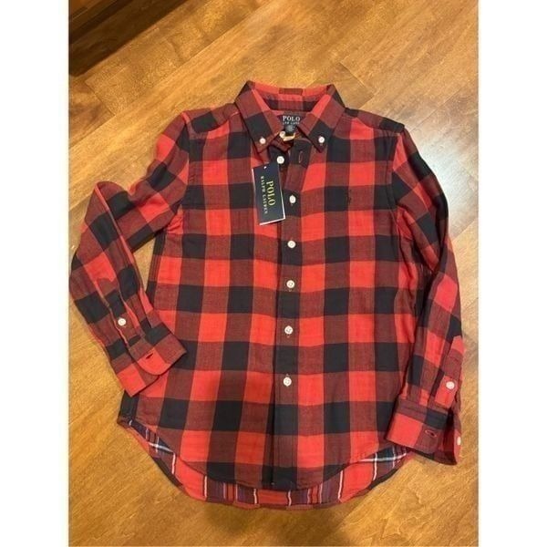 New w tags boys polo Ralph Lauren buffalo plaid shirt