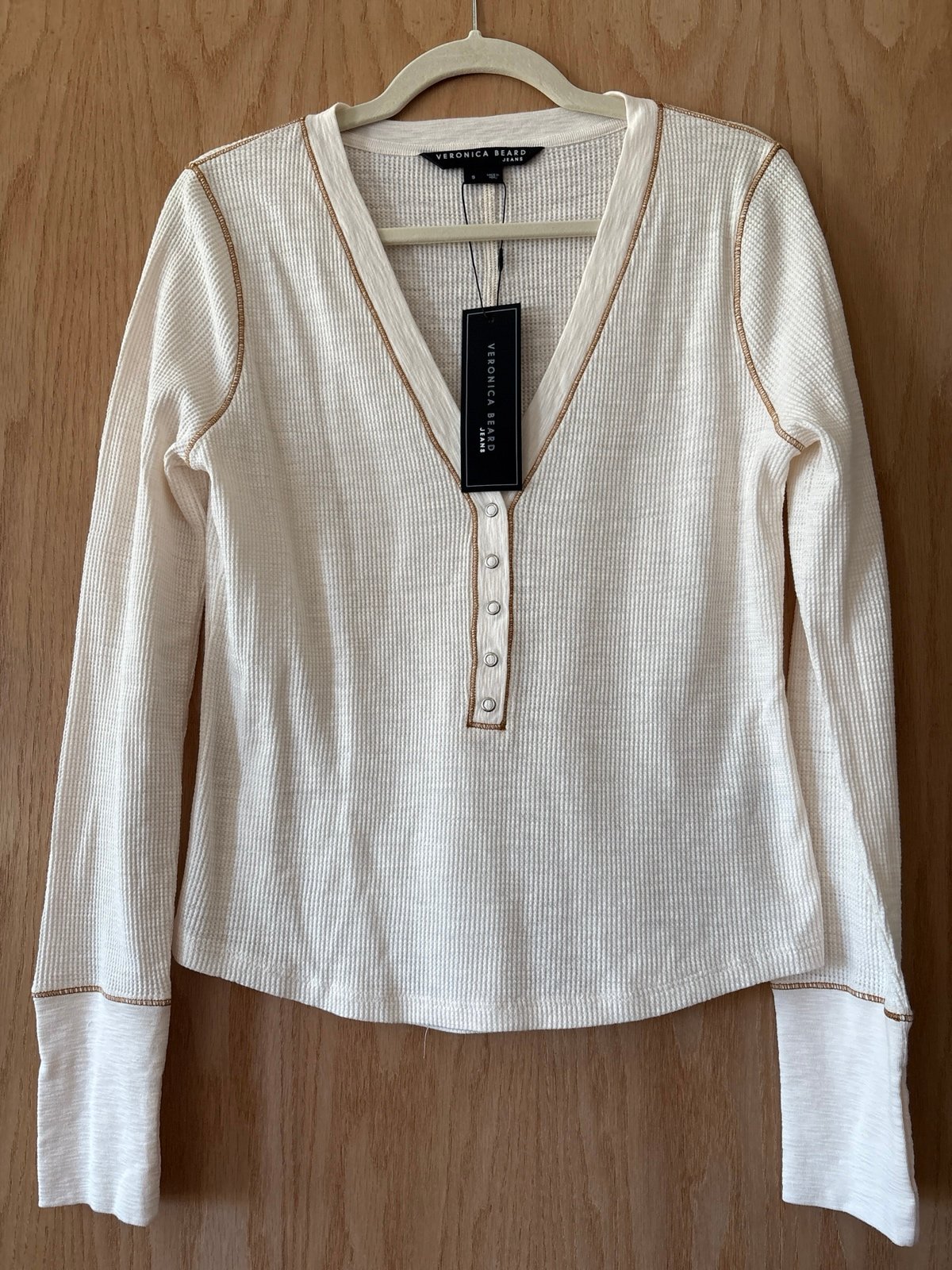 Veronica Beard Jeans Elma Henley Top ivory color NWT Sz Small