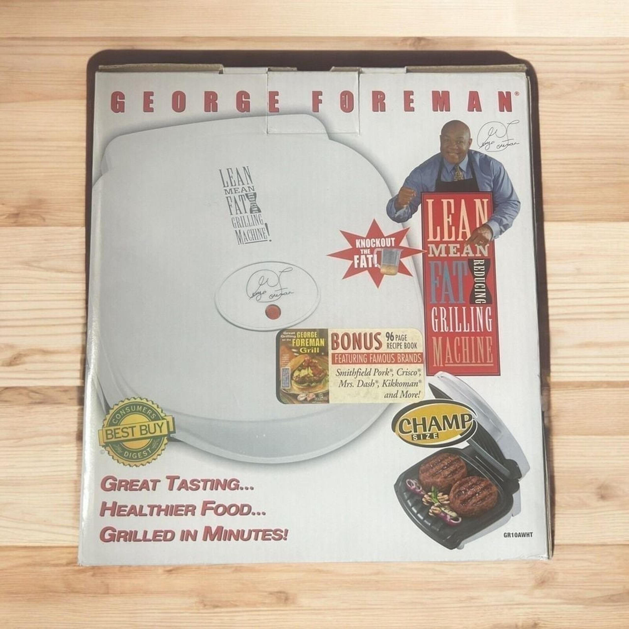 Vtg Y2K George Foreman Lean Mean Fat Reduce Grilling Machine New White GR10AWHT