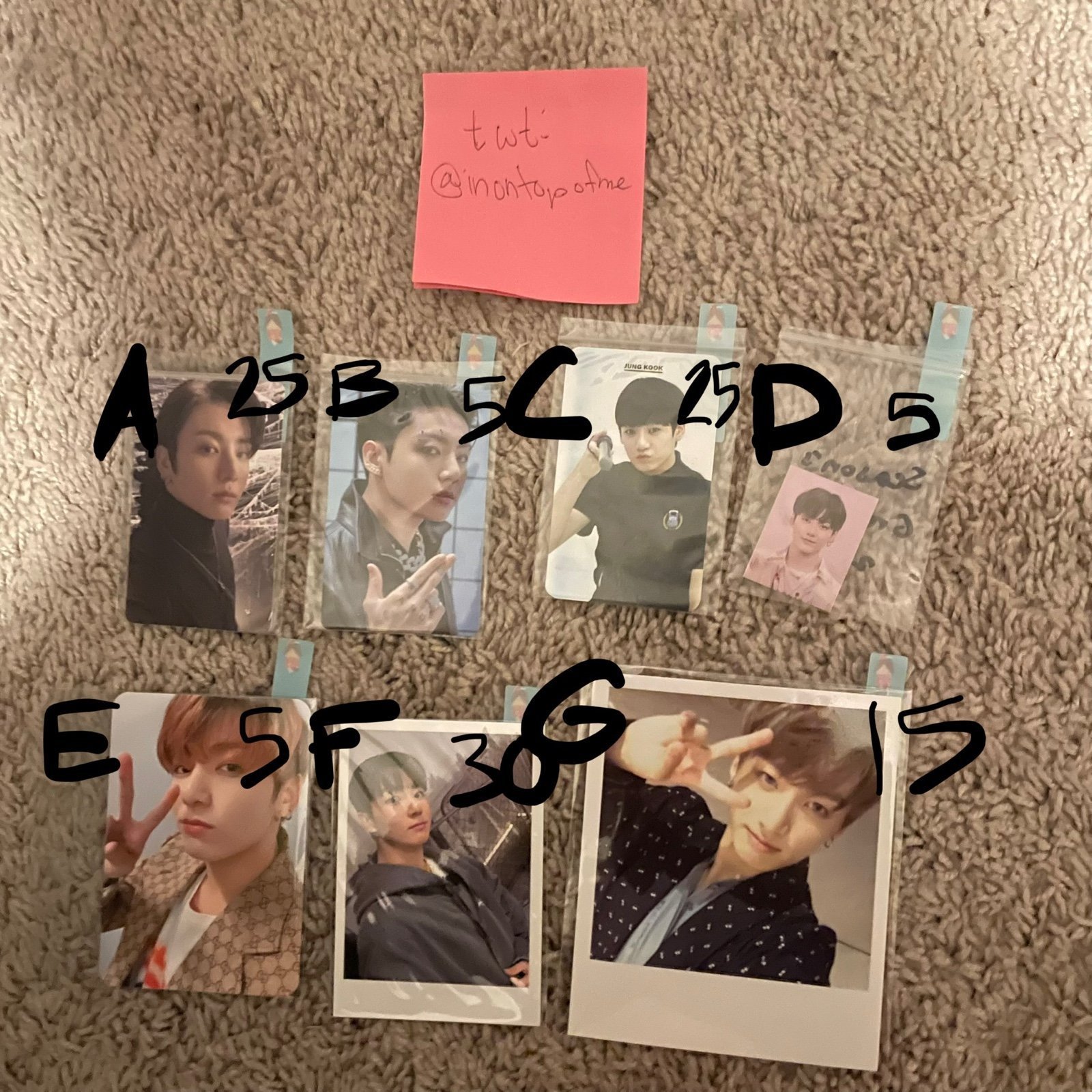 bts jungkook photocards and album inclusions