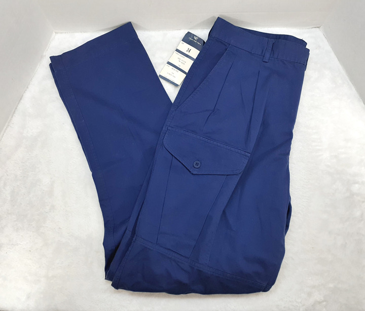 Vintage Calvin Klein Rigger Pants Pleated Navy 34x34 1980s NOS NWT