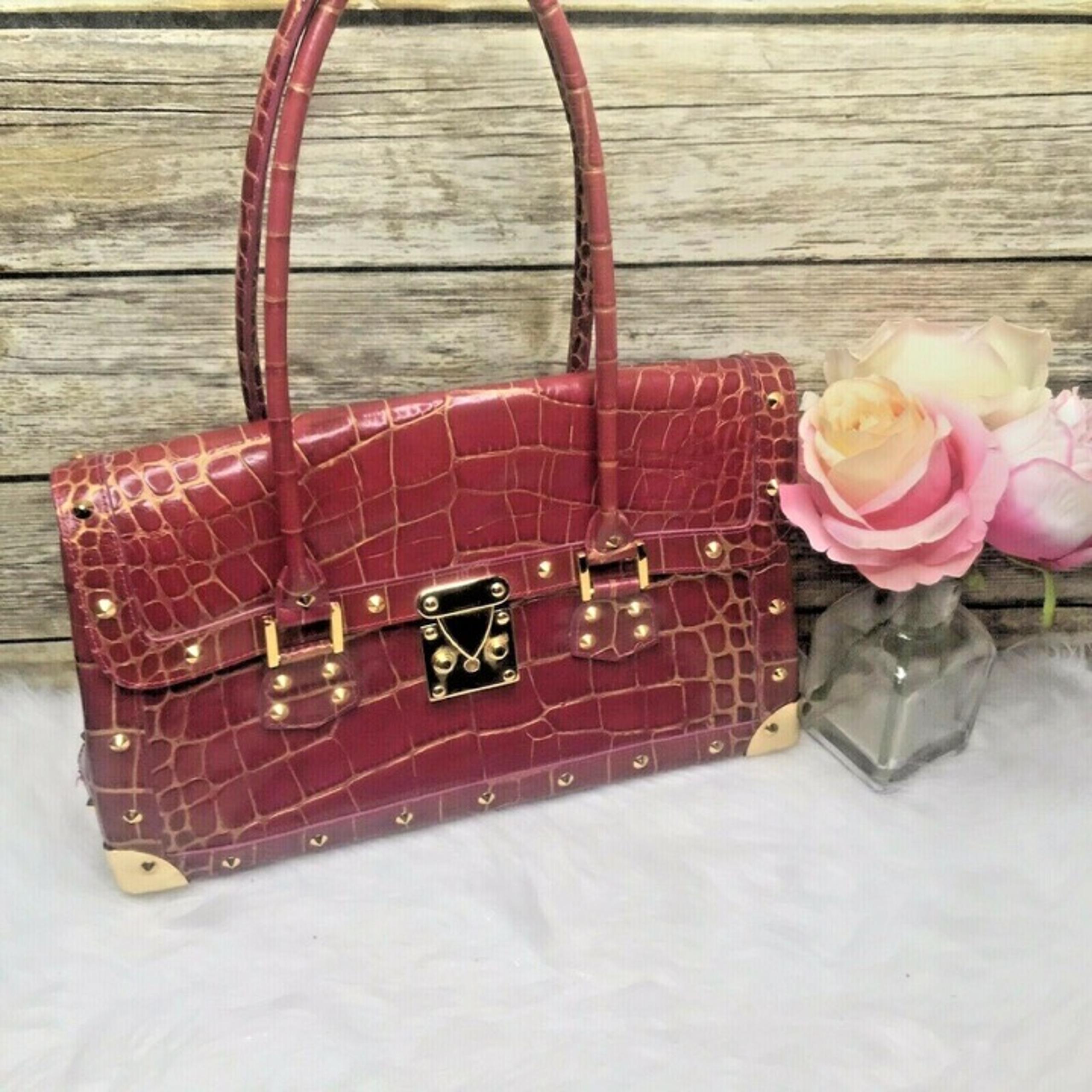 Nordstrom Pink Gold Croc Leather Satchel