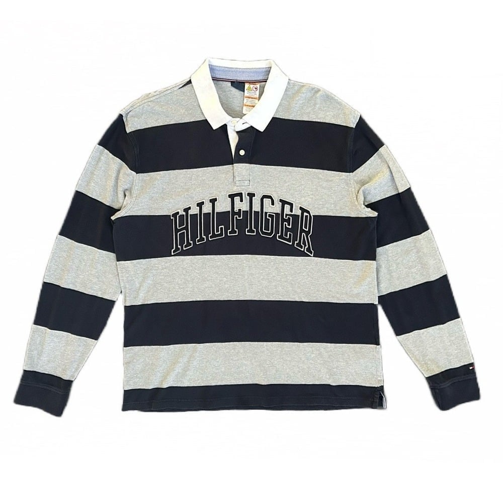 Tommy Hilfiger Vintage Rare Embroidered Long Sleeve Rugby Shirt Men's Size XXL