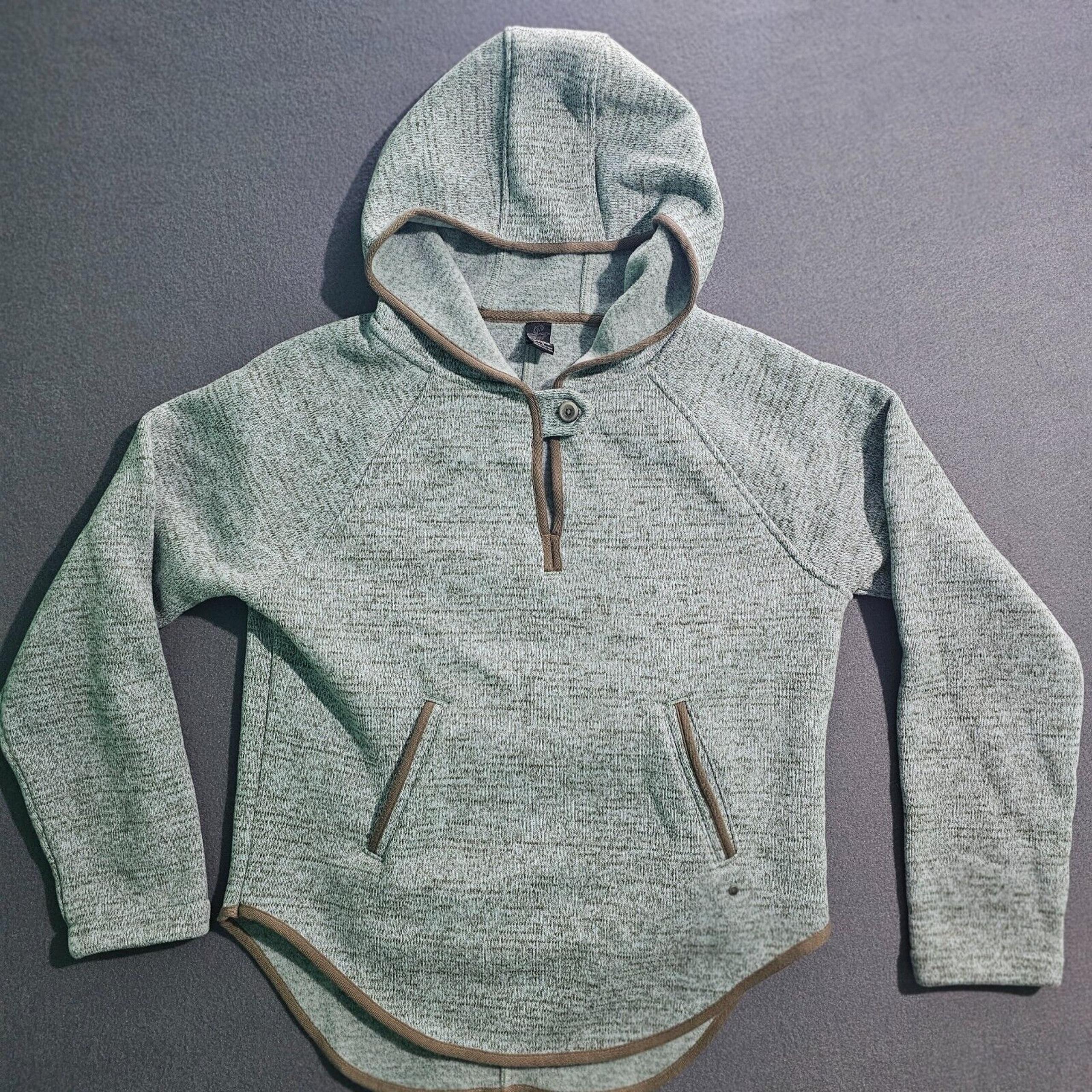 Prana Tri Thermal Poncho Sweater Womens Small Hooded Teal Green Athleisure Yoga