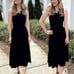 Women's Bohemian Summer One Shoulder Sleeveless Ruffle Tiered Long Midi Dress