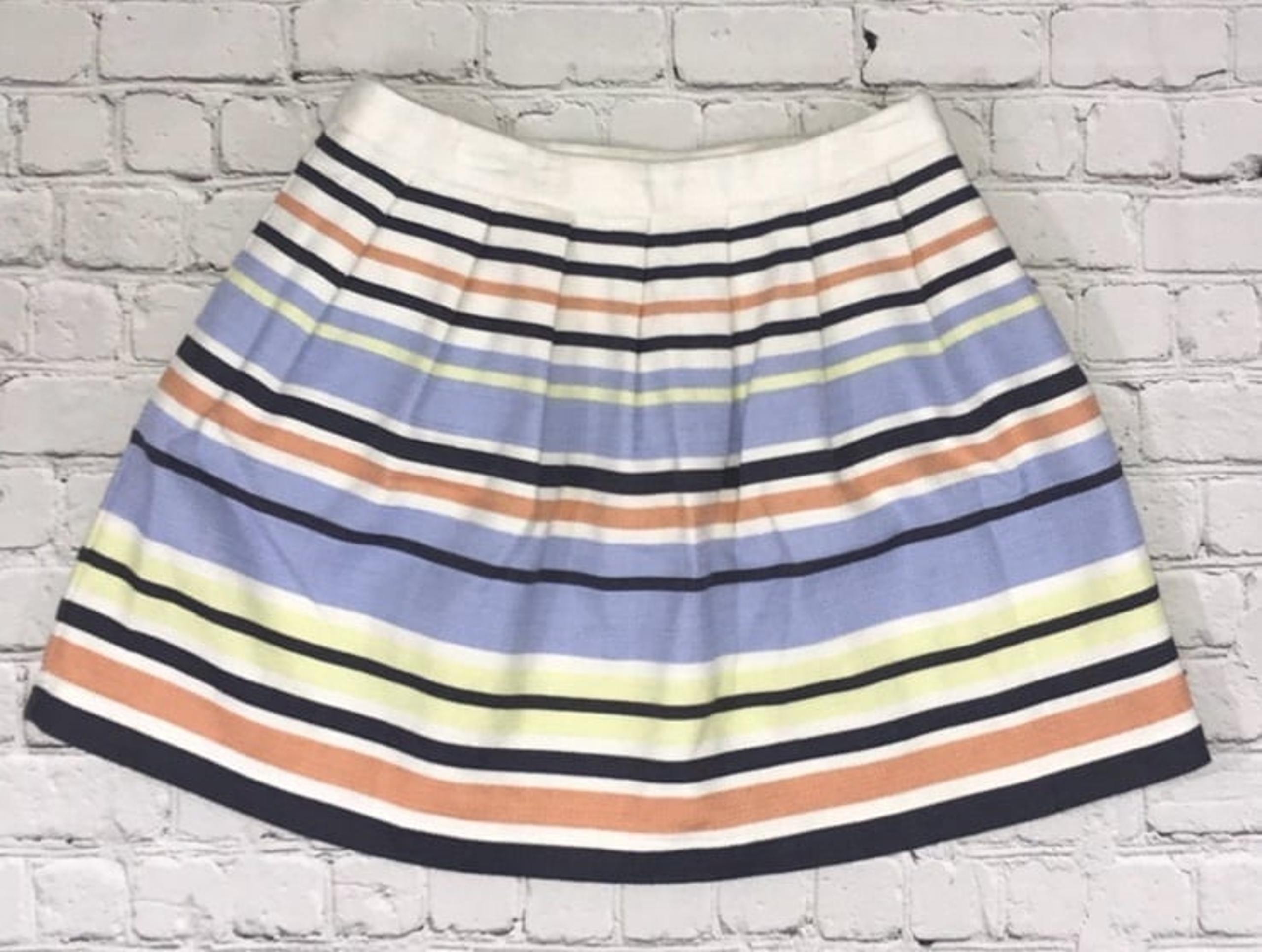 Forever 21 Skirt Pleated Stripes Size XS Multicolored Textured Lined Side Zipper
