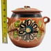 Mexican Redware Terracotta Bean Pot Vintage Hand Painted pottery