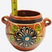 Mexican Redware Terracotta Bean Pot Vintage Hand Painted pottery