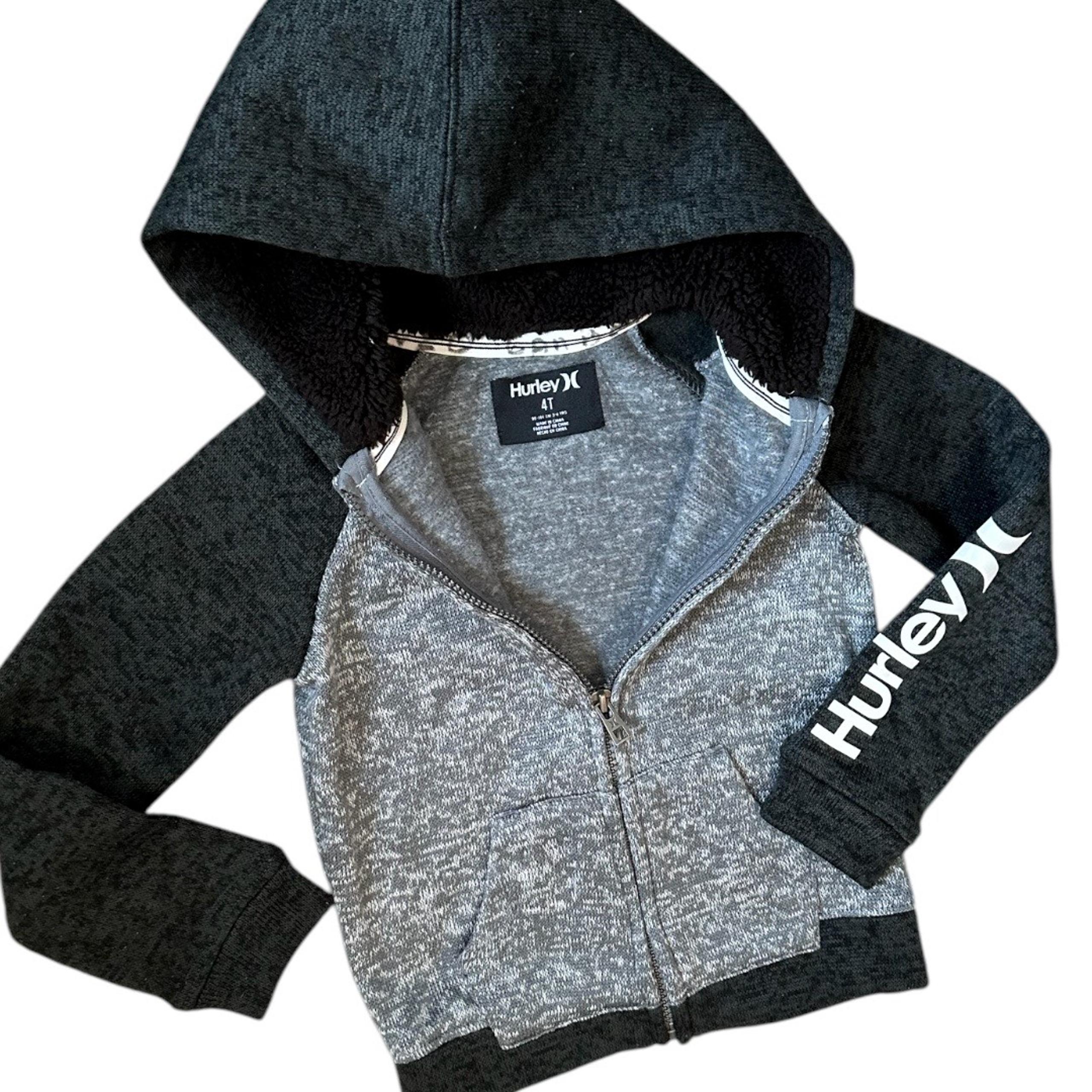 Hurley Toddler Boy Zip Hoodie Sweatshirt Jacket Black Gray White Size 4T