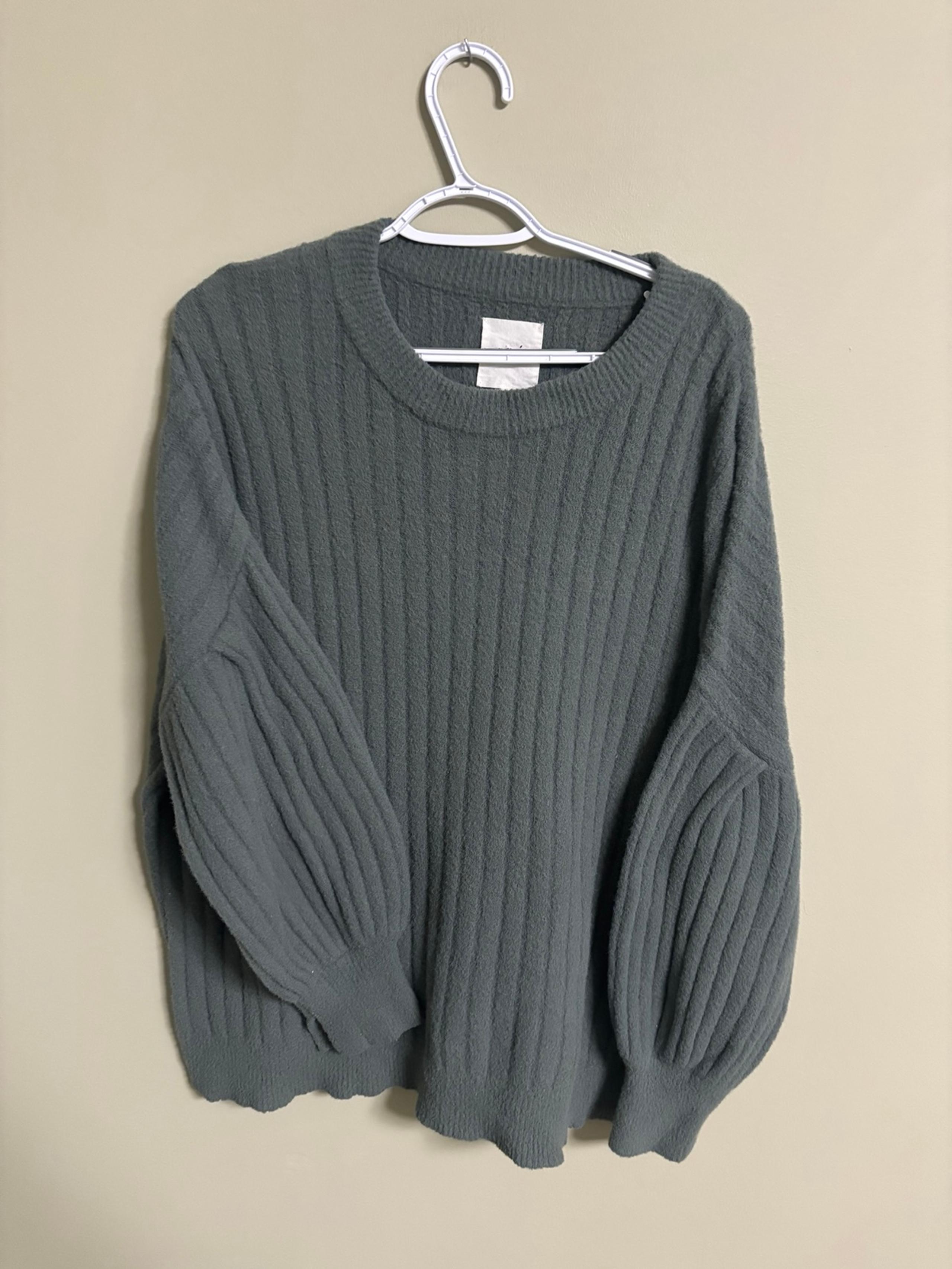 Aerie Sage Green Crew Neck Soft Pullover Sweater Oversized Womens Size Large