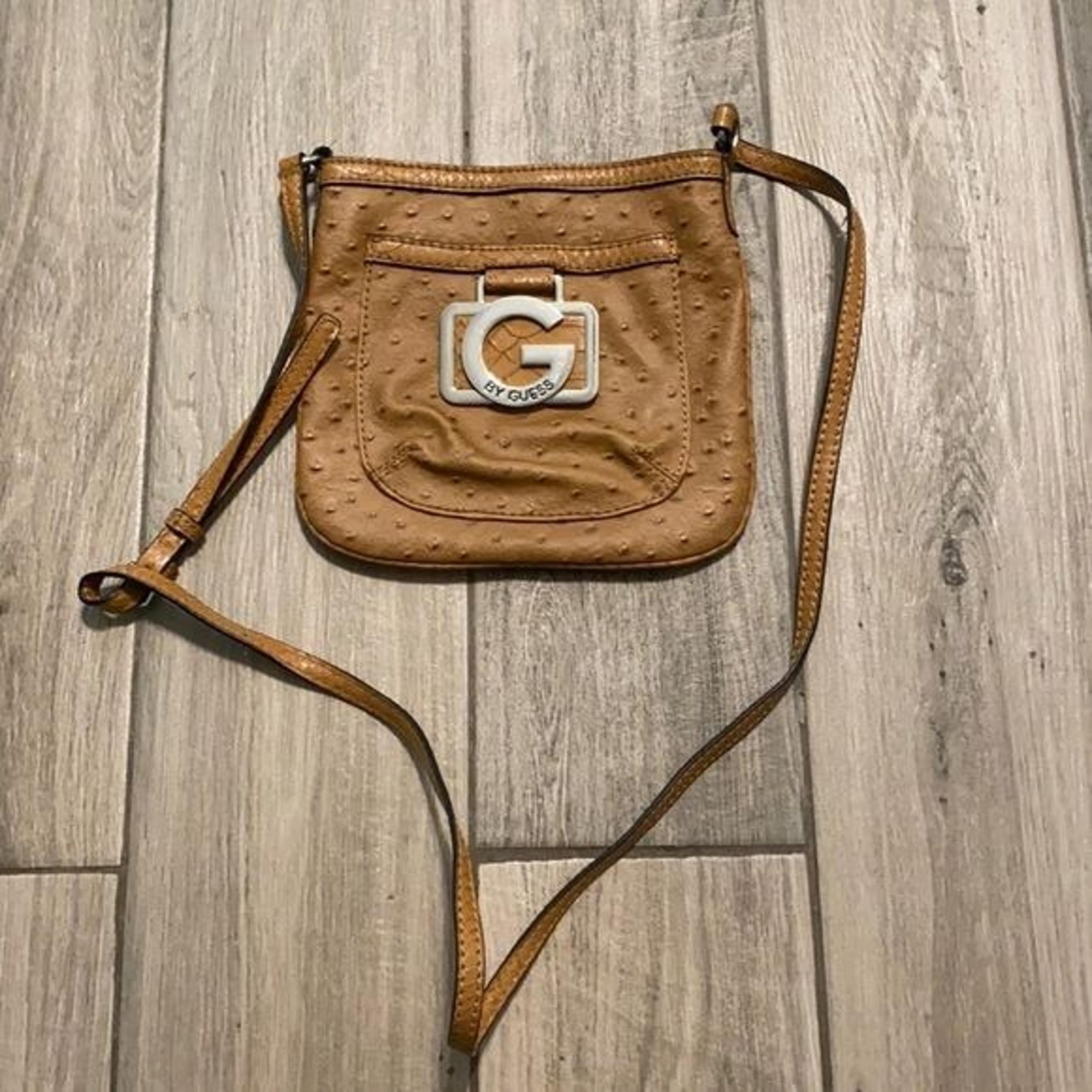 G by Guess Ostrich Embossed Leather Crossbody Purse, Gently used