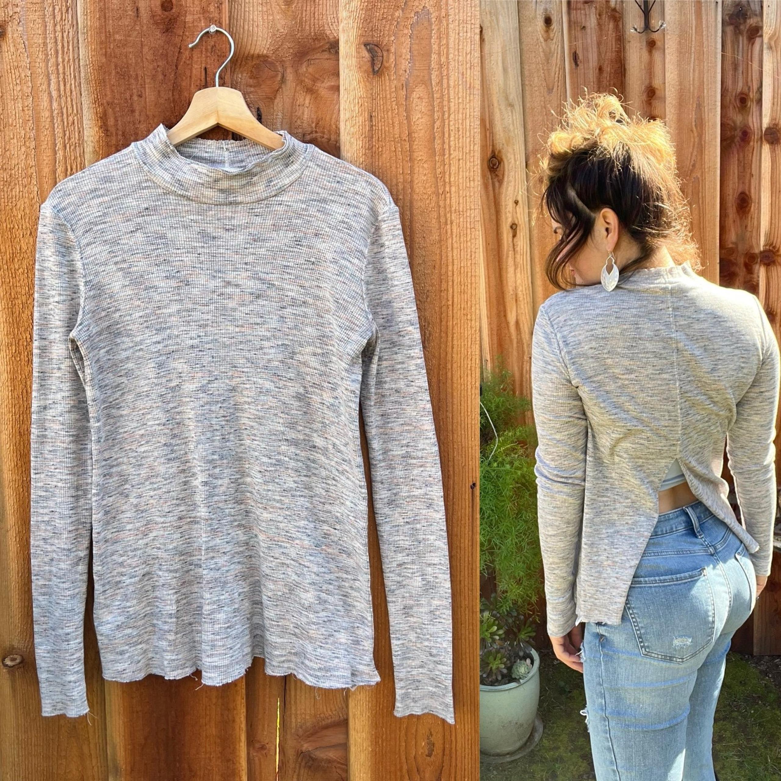 Free People Multi-Color Stonecold Mock-Neck Split-Back Top