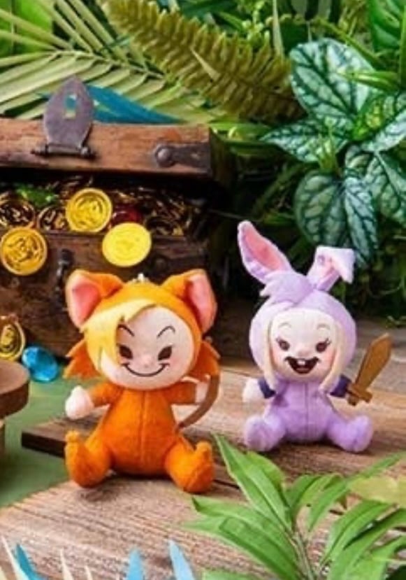 Tokyo Disney Peter Pan Lost Boys Slightly and Nibs Plush Keychain Set