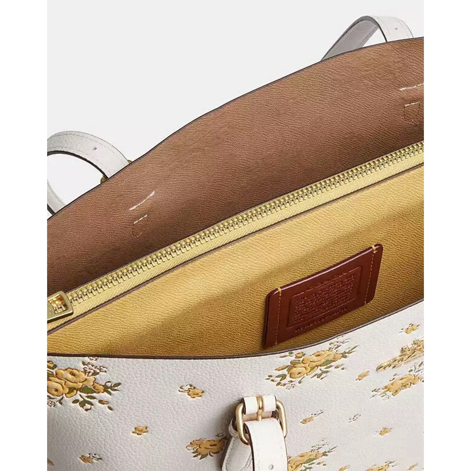 NWT Coach Mollie Tote Bag With Floral Print CBF11 Gold/Chalk
