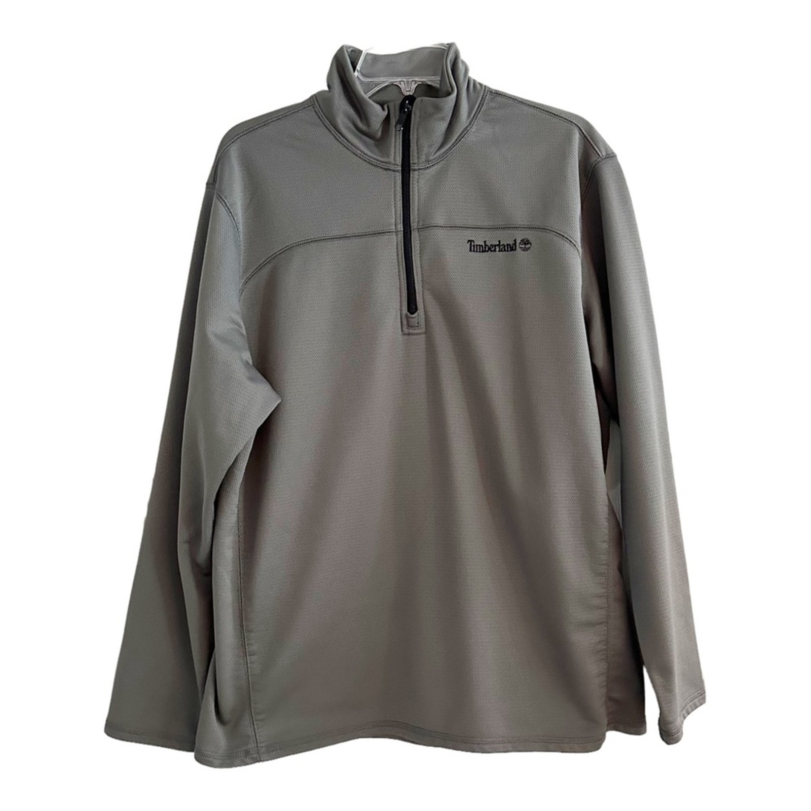 Timberland 1/4 Zip Textured Pullover Long Sleeve Shirt Mens Large Grey Gray