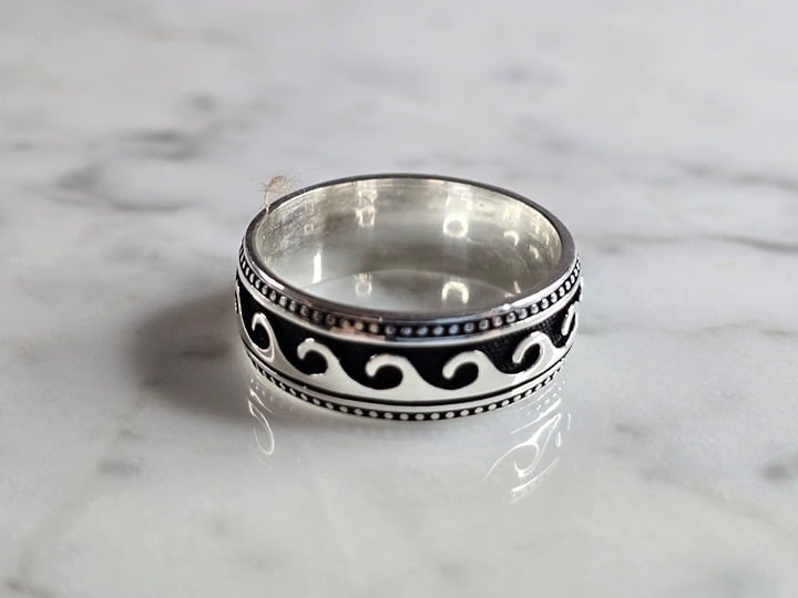 Mens Estate Sterling Silver Modernist Tsunami Wave Ring 6.4g E7845