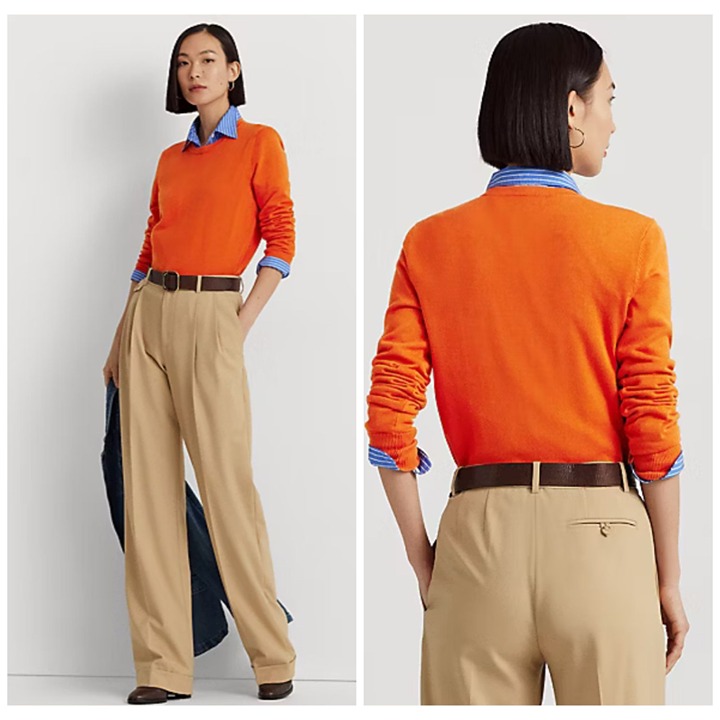 Ralph Lauren BLACK LABEL Crewneck Sweater Layering Orange Women's Size S