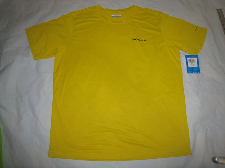 Columbia Men's Hiking Crew Neck Short Sleeve Shirt Yellow Sz L