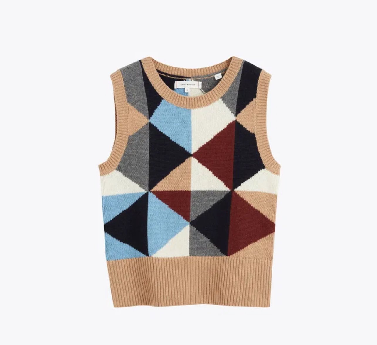 Chinti and Parker Geometric-Pattern Knitted Vest Size Small