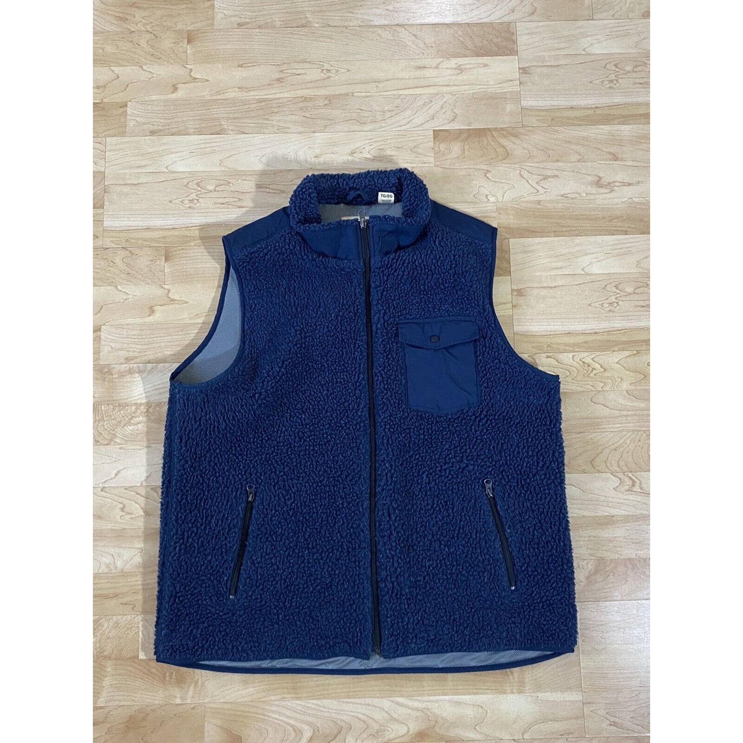 Mens Red Head RedHead Sherpa Vest Blue Full Zip Pockets Size XL