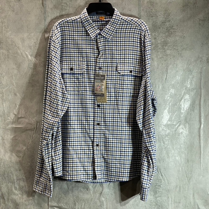 TAILOR VINTAGE Men's Airotec Performance Blue Gingham Long-Sleeve Button-Up