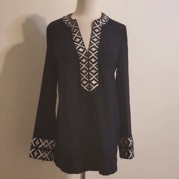 Tory burch embroidered tunic blouse size 2