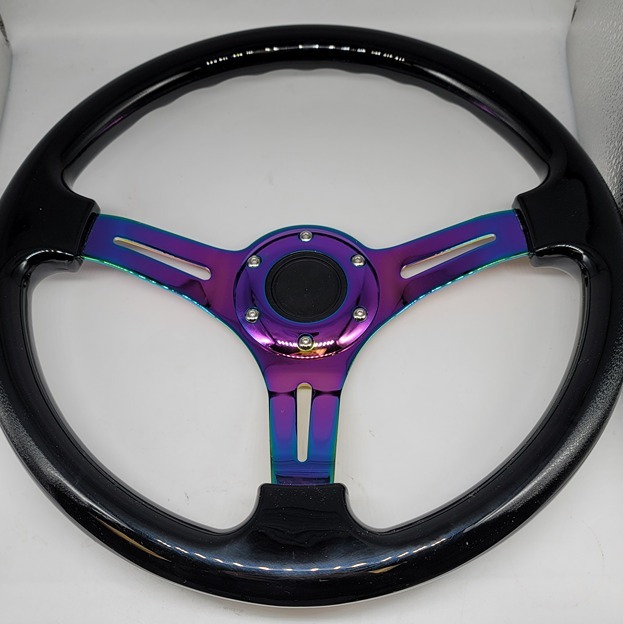 BRAND NEW 350MM 14 Universal ABS Racing Steering Wheel Black With Neo Spoke