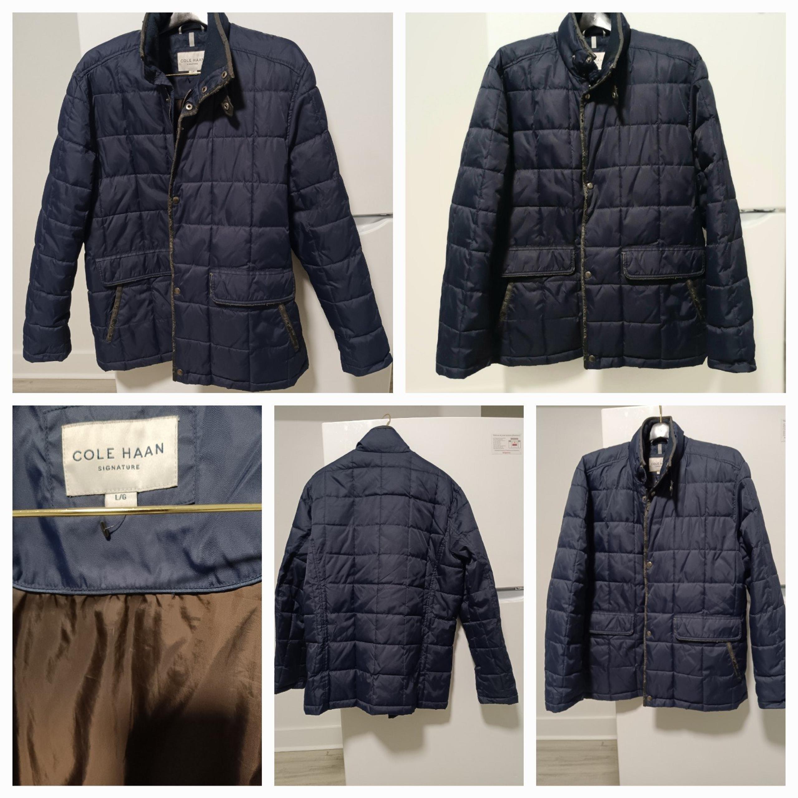 Cole Haan Quilted navy blue jacket size Large **Read Listing **