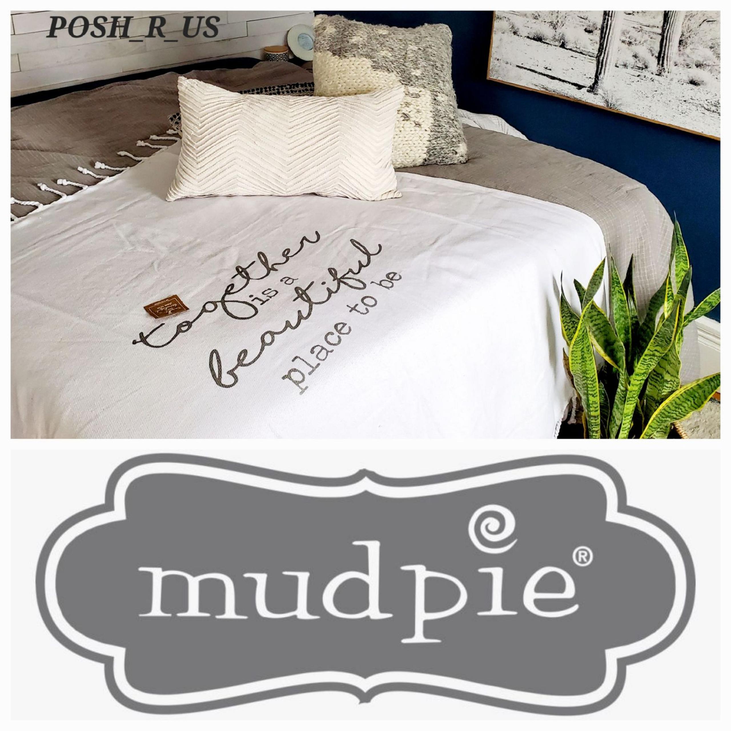 Mud Pie 100% White Cotton Throw Blanket