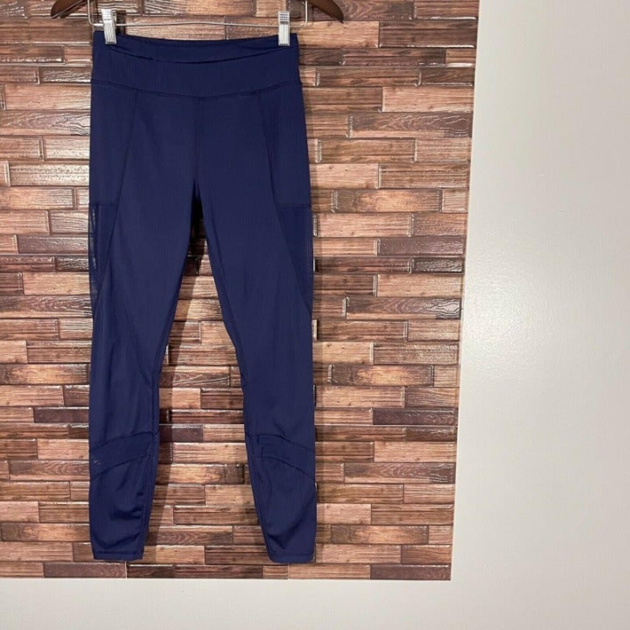 Varley Size XS Navy Blue Athletic Leggings Mesh Panels Womens Workout